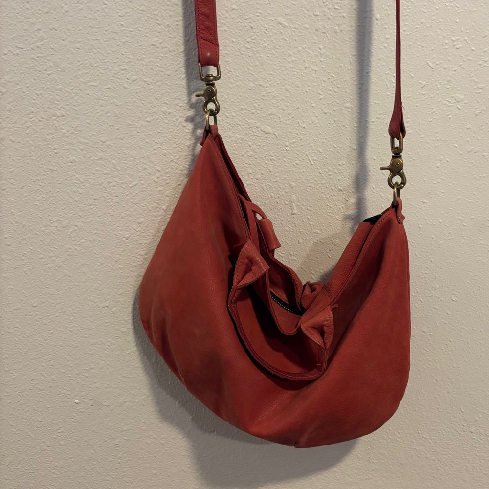 Clare V Red Nubuck Leather Messenger Bag Vintage Clare Vivier - Picture 3 of 8